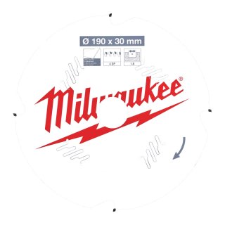Milwaukee Kreissägeblatt Faserzement für Handkreissägen 190/30mm Z4 Diamant