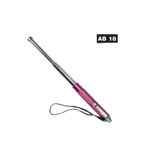 Teleskopschlagstock 13 Zoll/32 cm pink/chrom mit Clip und Handschlaufe