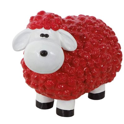 Deko-Schaf Rot – Stilvolle Gartenfigur aus Polyresin | 45 cm