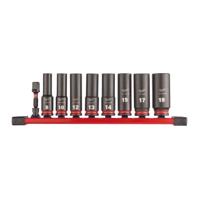 SHOCKWAVE Schlagnuss 3/8" lang Set 9-teiliges Set auf Schiene