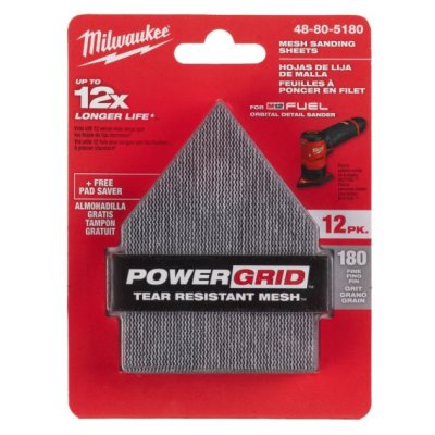 Milwaukee Schleifblätter Netzstruktur für M12FDSS 67 x 92 mm K180, inkl. Schleiftellerschoner