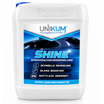 UNIKUM SHINE Sprühglanzversiegelung 5 Liter – Polymer Nano-Versiegelung mit Tiefenglanz – Lack, Glas, Kunststoff & Chrom