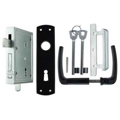 Bever Universalkastenschloss hebende Falle inkl. Kunststoffgarnitur verschiedene Ausführungen