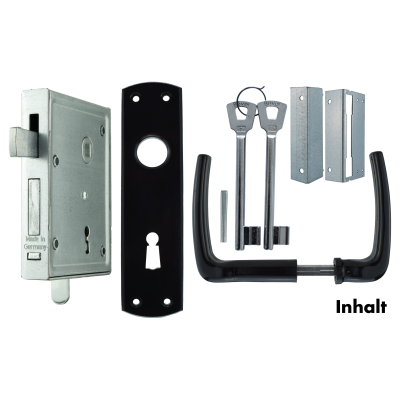 Bever Universalkastenschloss mit schließender Falle inkl. Kunststoff Garnitur verschiedene Ausführungen