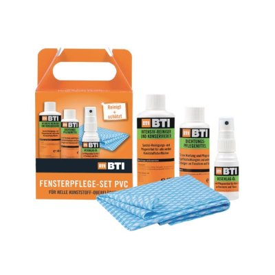 BTI Kunststofffenster Pflege-Set – Reiniger, Dichtungspflege & Beschlagöl für PVC Fenster & Türen