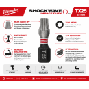 Milwaukee SHOCKWAVE™ schlagfeste Schrauberbits TX25 | 25 mm | 3 Stück