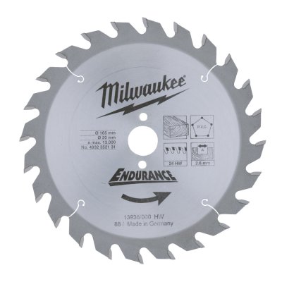 Milwaukee 165/20 mm Z24 Kreissägeblatt Holz für Handkreissägen