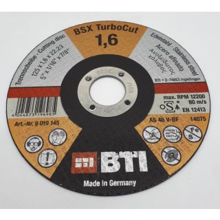 BTI Trennscheibe BSX TurboCut Edelstahl 125 x 1,6 x 22,23 mm